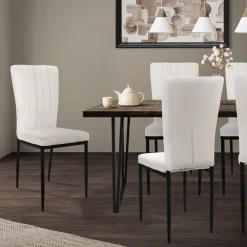 Esszimmerstuhl 4er Set Weiß mit Samtbezug und Metallbeinen Küchenstuhl ML-Design