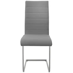 Esszimmerstuhl Freischwinger 2er Set mit Rückenlehne Grau Kunsterlederbezug ML-Design