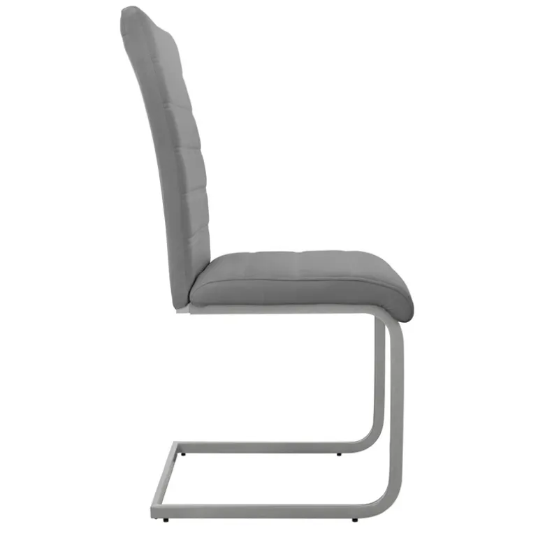 Esszimmerstuhl Freischwinger 2er Set mit Rückenlehne Grau Kunsterlederbezug ML-Design