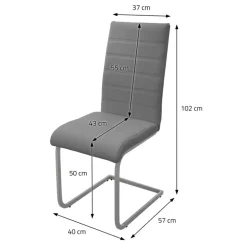 Esszimmerstuhl Freischwinger 2er Set mit Rückenlehne Grau Kunsterlederbezug ML-Design