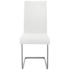 Esszimmerstuhl Freischwinger 2er Set mit Rückenlehne Weiß Kunsterlederbezug ML-Design