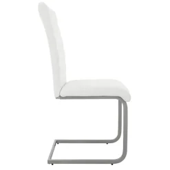 Esszimmerstuhl Freischwinger 2er Set mit Rückenlehne Weiß Kunsterlederbezug ML-Design
