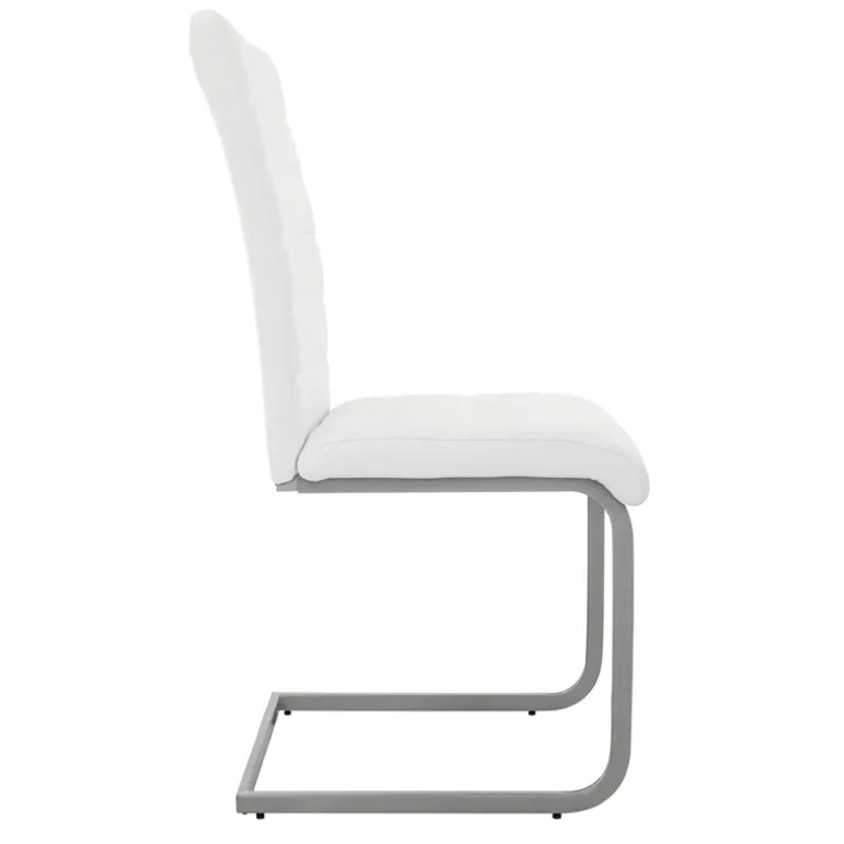 Esszimmerstuhl Freischwinger 2er Set mit Rückenlehne Weiß Kunsterlederbezug ML-Design
