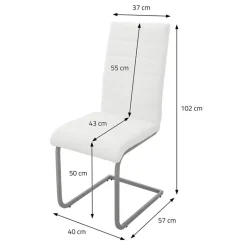 Esszimmerstuhl Freischwinger 2er Set mit Rückenlehne Weiß Kunsterlederbezug ML-Design
