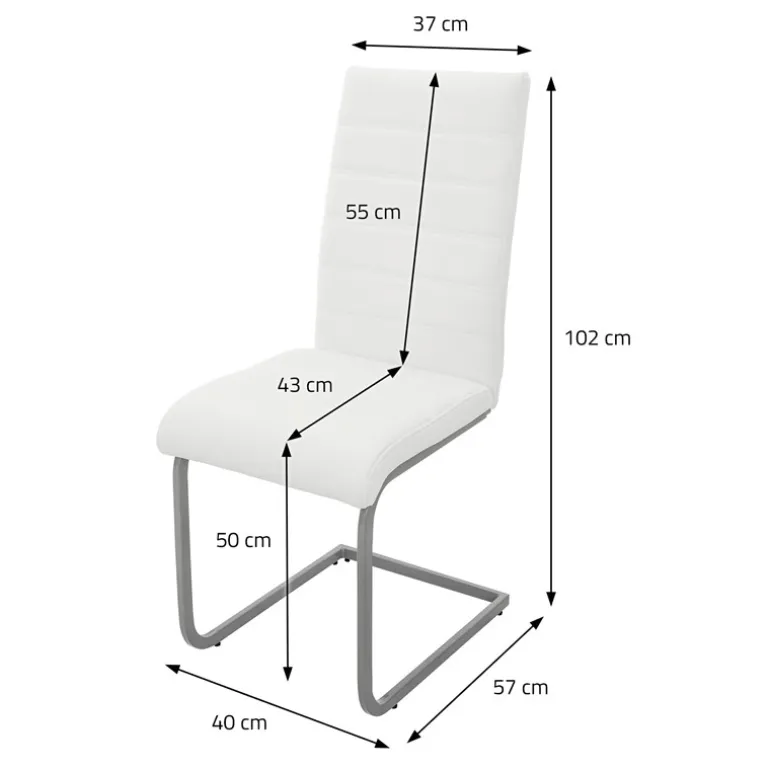 Esszimmerstuhl Freischwinger 2er Set mit Rückenlehne Weiß Kunsterlederbezug ML-Design