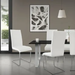 Esszimmerstuhl Freischwinger 2er Set mit Rückenlehne Weiß Kunsterlederbezug ML-Design