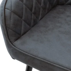 Esszimmerstuhl mit Rauten Steppung 2er Set mit Rücken- und Armlehnen Anthrazit Küchenstuhl mit Kunstleder Bezug ML-Design