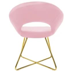 Esszimmerstuhl mit runder offener Rückenlehne Rosa aus Samt mit goldenen Metallbeinen ML-Design