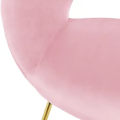 Esszimmerstuhl mit runder offener Rückenlehne Rosa aus Samt mit goldenen Metallbeinen ML-Design