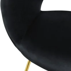 Esszimmerstuhl mit runder offener Rückenlehne Schwarz aus Samt mit goldenen Metallbeinen ML-Design
