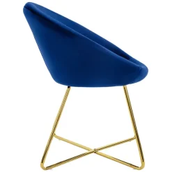 Esszimmerstuhl mit runder Rückenlehne Blau aus Samt mit goldenen Metallbeinen ML-Design