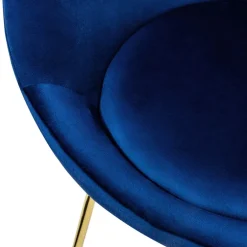 Esszimmerstuhl mit runder Rückenlehne Blau aus Samt mit goldenen Metallbeinen ML-Design