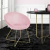 Esszimmerstuhl mit runder Rückenlehne Rosa aus Samt mit goldenen Metallbeinen ML-Design