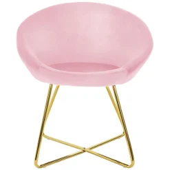 Esszimmerstuhl mit runder Rückenlehne Rosa aus Samt mit goldenen Metallbeinen ML-Design