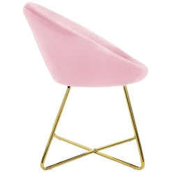 Esszimmerstuhl mit runder Rückenlehne Rosa aus Samt mit goldenen Metallbeinen ML-Design