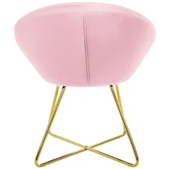 Esszimmerstuhl mit runder Rückenlehne Rosa aus Samt mit goldenen Metallbeinen ML-Design