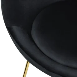 Esszimmerstuhl mit runder Rückenlehne Schwarz aus Samt mit goldenen Metallbeinen ML-Design