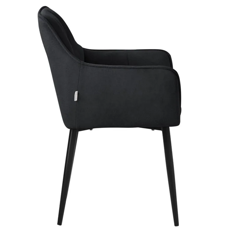 Esszimmerstuhl Schwarz aus Frotteestoff mit dickem gepolsterter Sitz ML-Design