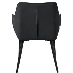 Esszimmerstuhl Schwarz aus Frotteestoff mit dickem gepolsterter Sitz ML-Design