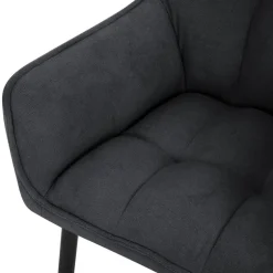 Esszimmerstuhl Schwarz aus Frotteestoff mit dickem gepolsterter Sitz ML-Design