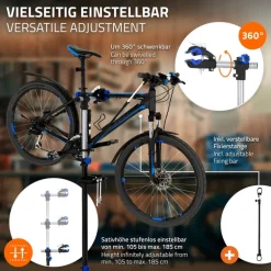 Fahrrad Montageständer Reparaturständer auch für E-Bikes bis 50 kg höhenverstellbar 360° drehbar aus Stahl