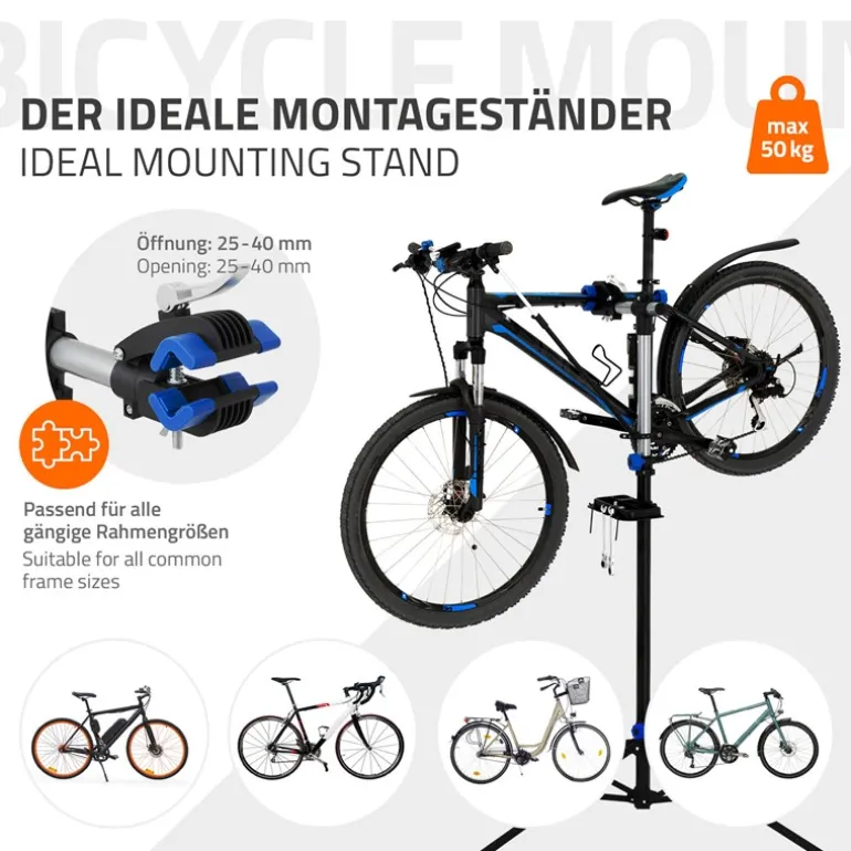 Fahrrad Montageständer Reparaturständer auch für E-Bikes bis 50 kg höhenverstellbar 360° drehbar aus Stahl