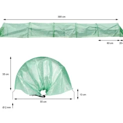 Folientunnel 300x55x35 cm Transparent/Grün aus PE-Gitterfolie