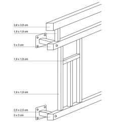 Französischer Balkon Anthrazit 90x156 cm mit 5 Füllelementen, Holzoptik aus verzinkter Stahl