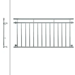 Französischer Balkon glänzend 184x90 cm mit 14 Füllstäben aus Edelstahl
