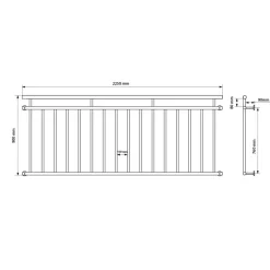 Französischer Balkon glänzend 90x225 cm mit 16 Füllstäben aus Edelstahl