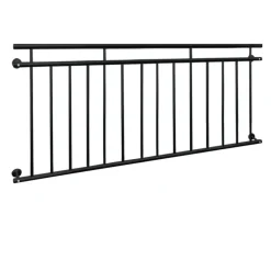 Französischer Balkon Schwarz 184x90 cm mit 14 Füllstäben aus pulverbeschichtetem Stahl