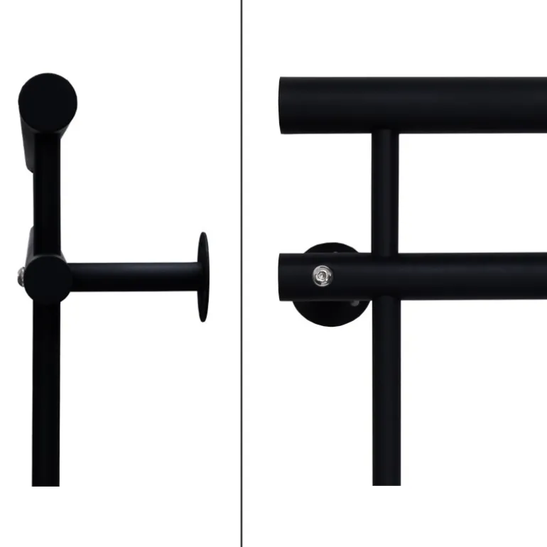 Französischer Balkon Schwarz 184x90 cm mit 14 Füllstäben aus pulverbeschichtetem Stahl