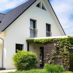 Französischer Balkon Silber 90x100 cm mit 3 Füllelementen, Holzoptik aus Edelstahl