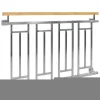 Französischer Balkon Silber 90x128 cm mit 4 Füllelementen, Holzoptik aus Edelstahl