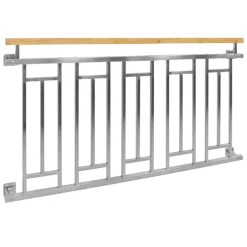 Französischer Balkon Silber 90x156 cm mit 5 Füllelementen, Holzoptik aus Edelstahl
