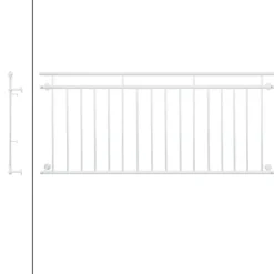 Französischer Balkon Weiß 90x225 cm mit 16 Füllstäben aus pulverbeschichtetem Stahl