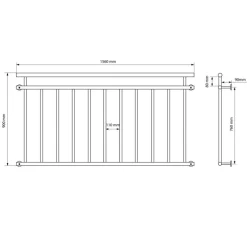 Französischer Balkon 90x156 cm glänzend mit 11 Füllstäben aus Edelstahl