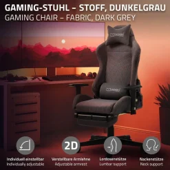 Gaming Stuhl Grau/Rot aus Stoff ML-Design