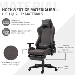 Gaming Stuhl Grau/Rot aus Stoff ML-Design