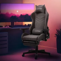 Gaming Stuhl Grau/Weiß aus Stoff ML-Design