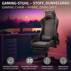 Gaming Stuhl Grau/Weiß aus Stoff ML-Design