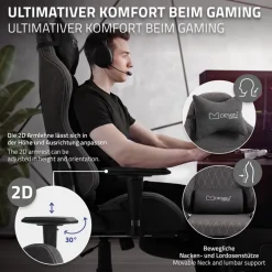 Gaming Stuhl Grau/Weiß aus Stoff ML-Design