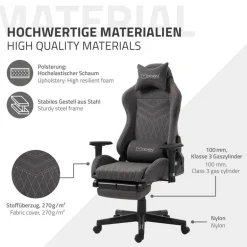 Gaming Stuhl Grau/Weiß aus Stoff ML-Design