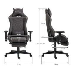 Gaming Stuhl Grau/Weiß aus Stoff ML-Design