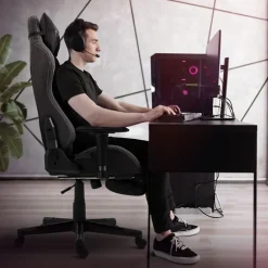 Gaming Stuhl Grau/Weiß aus Stoff ML-Design