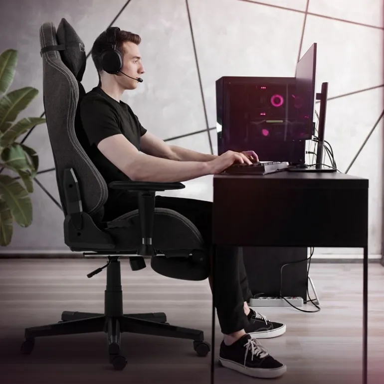 Gaming Stuhl Grau/Weiß aus Stoff ML-Design