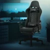 Gamingstuhl mit ausziehbarer Fußstütze 2D Armlehne Schwarz aus Kunstleder ML-Design