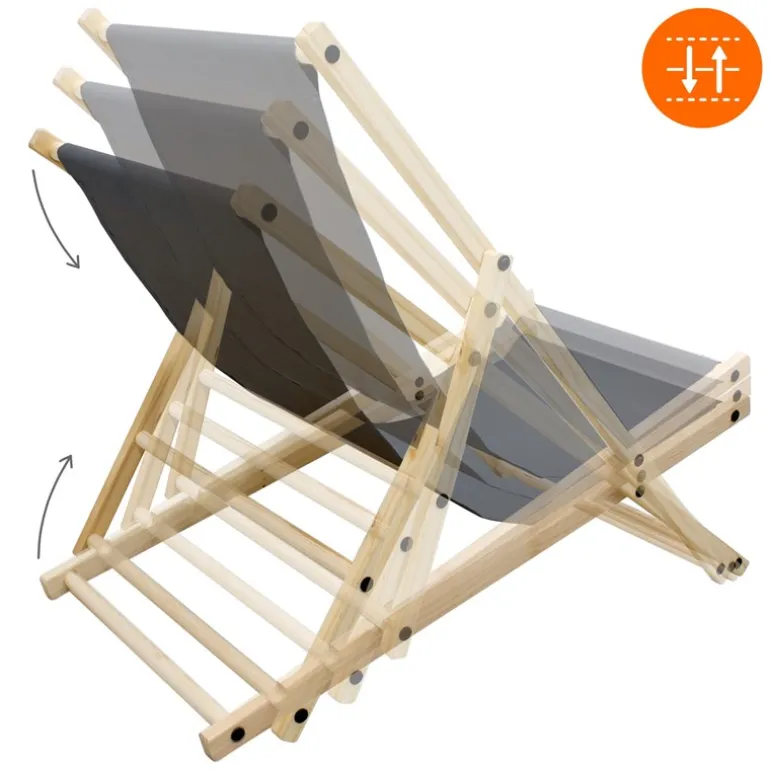 Gartenliege Holz 2er Set Beachstuhl klappbarer Strandstuhl Strandliege Campingliege Sonnenliege Anthrazit Klappliegestuhl Relaxliege
