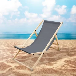 Gartenliege Holz 2er Set Beachstuhl klappbarer Strandstuhl Strandliege Campingliege Sonnenliege Anthrazit Klappliegestuhl Relaxliege