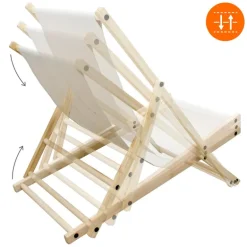 Gartenliege Holz 2er Set Beachstuhl klappbarer Strandstuhl Strandliege Campingliege Sonnenliege Beige Klappliegestuhl Relaxliege